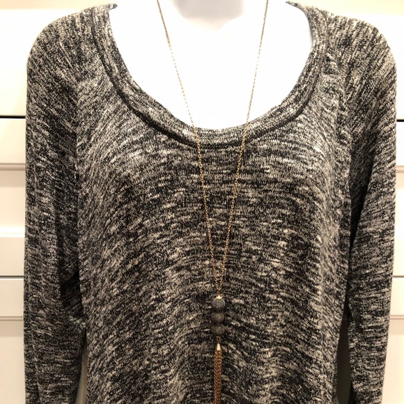 MAX EDITION Black Heather Tunic Sweater Scoopneck Soft Large EUC! - Picture 3 of 5